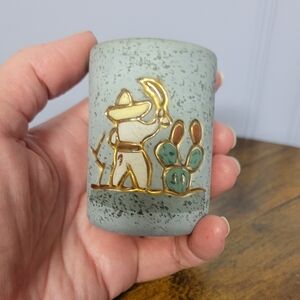 Vintage Handcrafted Ceramic votive/shotglass with Southwestern Design